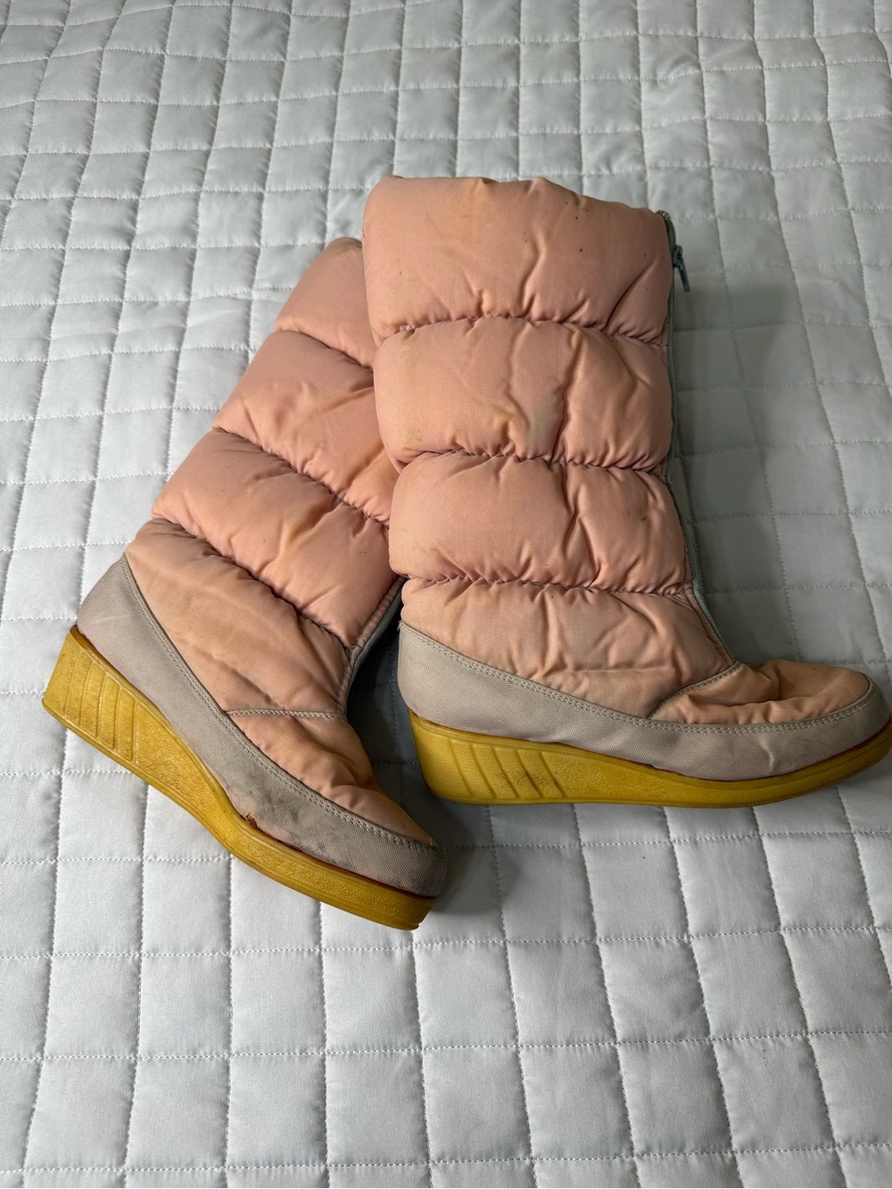 Vintage Kinney Pink Winter Wedge Boots